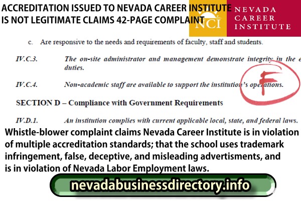 Nevada Career Institute Accreditation scams