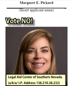 Vote No! Nevada Judicial candidate Margaret Pickford