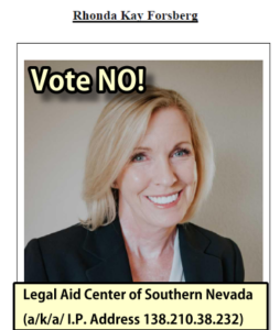 Nevada Judicial Candidates: Vote No! Against Rhonda Kay Forsberg